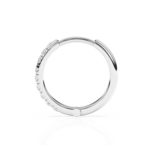 9mm Halo Pavé Clear CZ Huggie Hoop Earrings - Solid 14K White Gold, Huggie Hoop, for Babies & Children