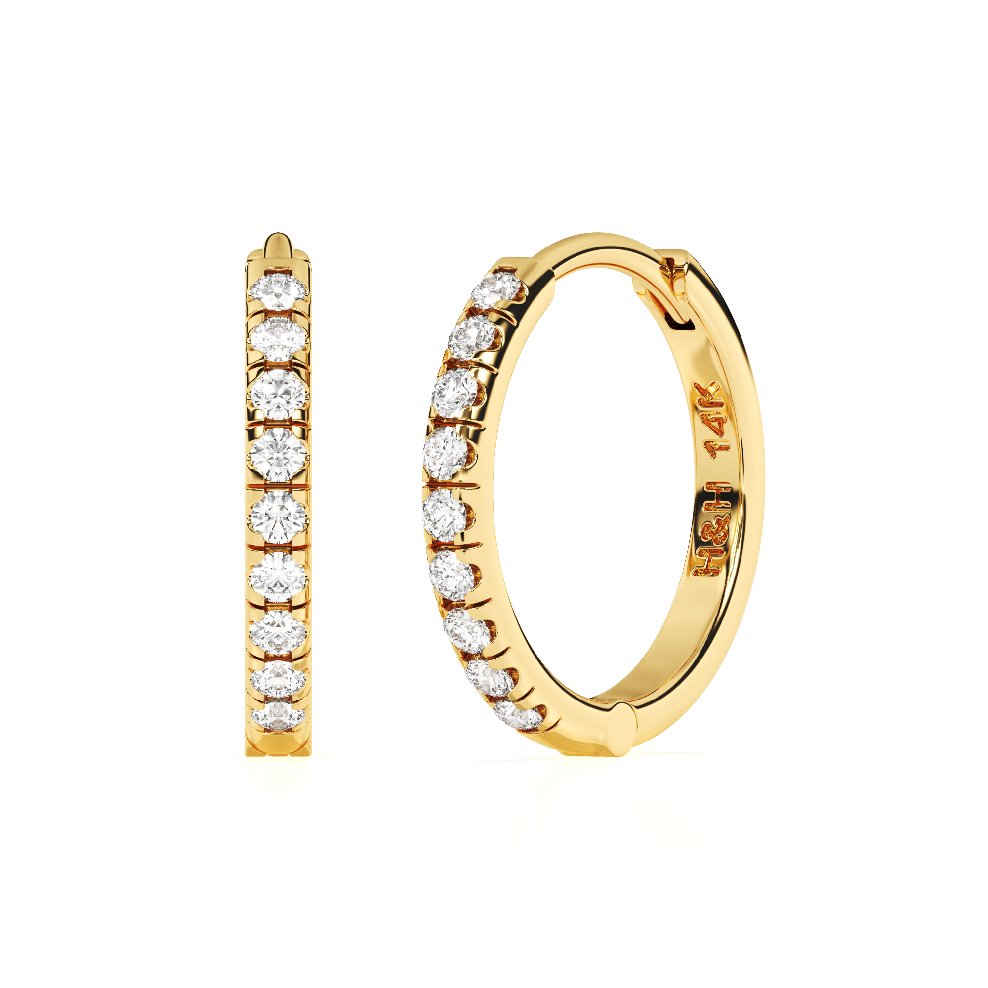 9mm Halo Pavé Clear CZ Huggie Hoop Earrings - Solid 14K Gold, Huggie Hoop, for Babies & Children