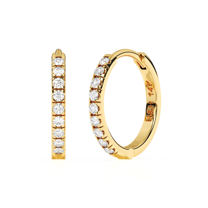 9mm Halo Pavé Clear CZ Huggie Hoop Earrings - Solid 14K Gold, Huggie Hoop, for Babies & Children