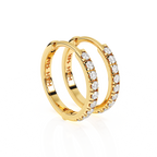 9mm Halo Pavé Clear CZ Huggie Hoop Earrings - Solid 14K Gold, Huggie Hoop, for Babies & Children
