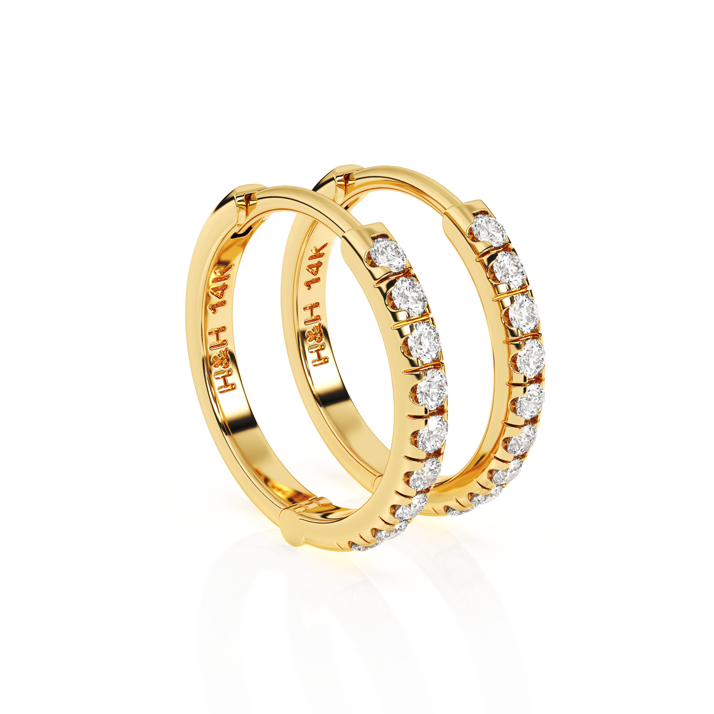 9mm Halo Pavé Clear CZ Huggie Hoop Earrings - Solid 14K Gold, Huggie Hoop, for Babies & Children