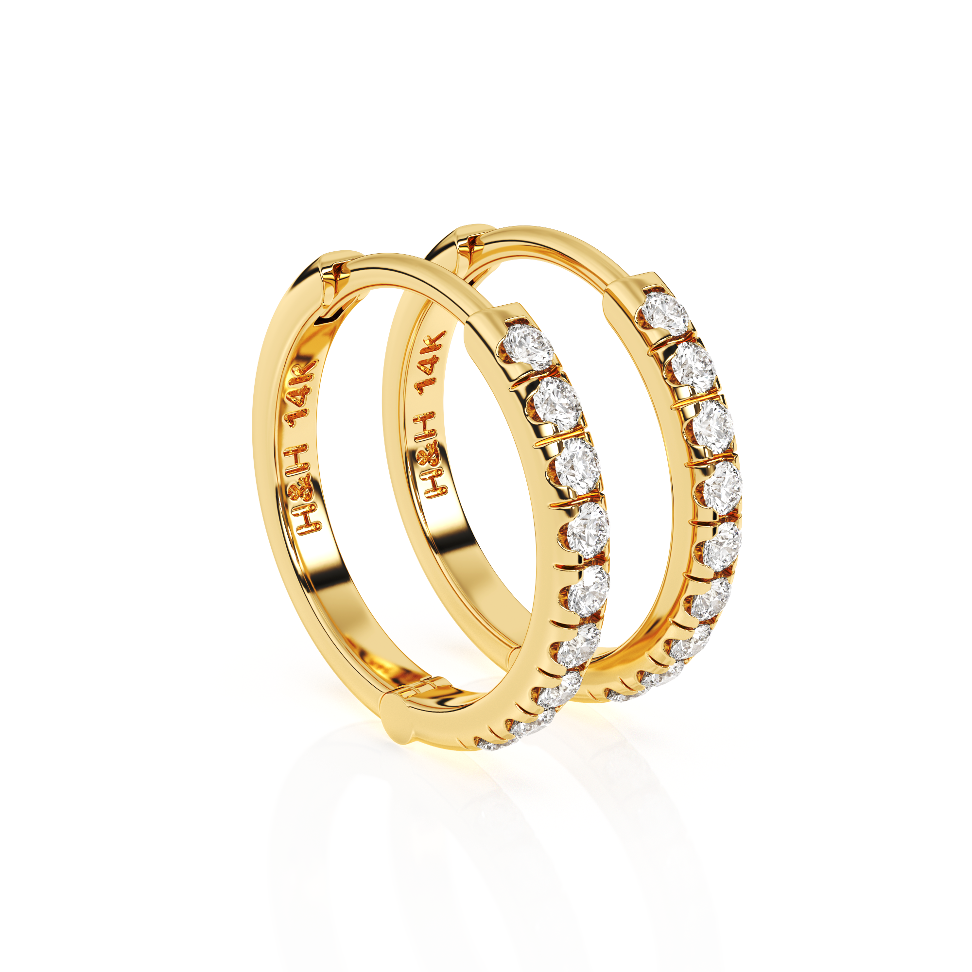 9mm Halo Pavé Clear CZ Huggie Hoop Earrings - Solid 14K Gold, Huggie Hoop, for Babies & Children