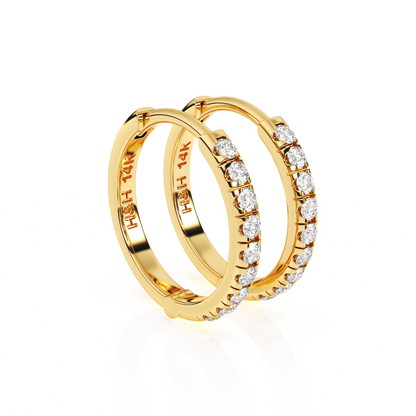 9mm Halo Pavé Clear CZ Huggie Hoop Earrings - Solid 14K Gold, Huggie Hoop, for Babies & Children