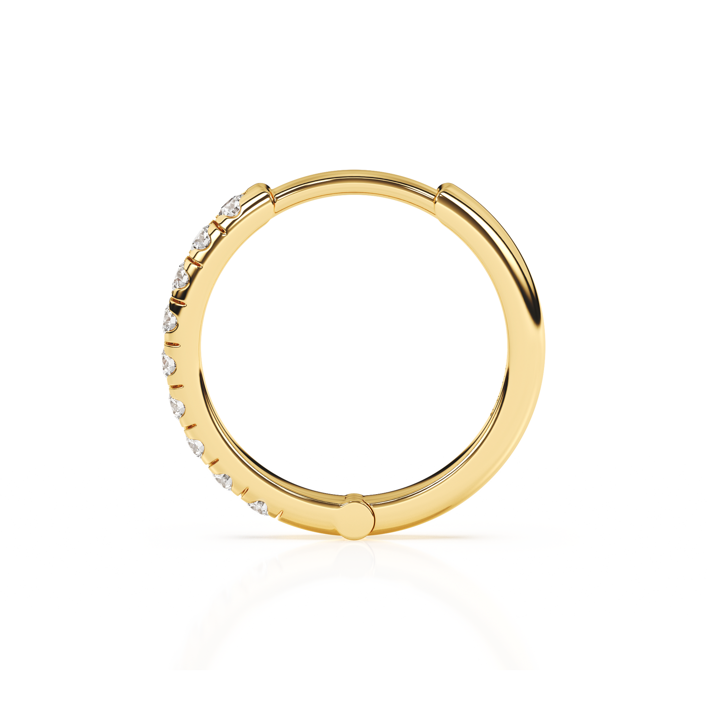 9mm Halo Pavé Clear CZ Huggie Hoop Earrings - Solid 14K Gold, Huggie Hoop, for Babies & Children