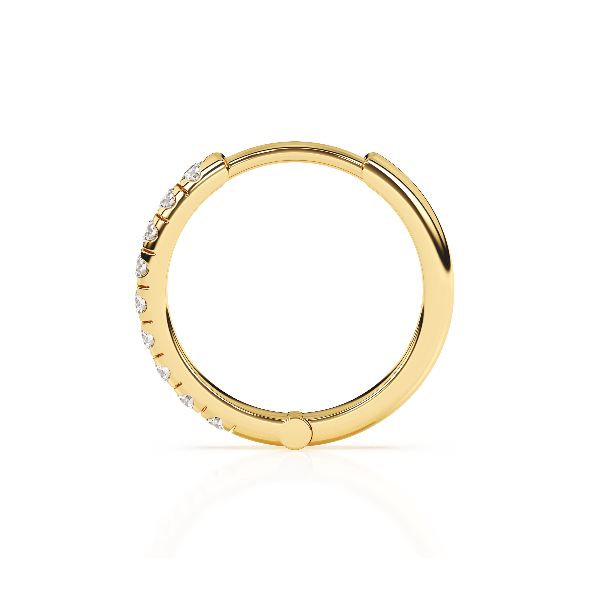 9mm Halo Pavé Clear CZ Huggie Hoop Earrings - Solid 14K Gold, Huggie Hoop, for Babies & Children