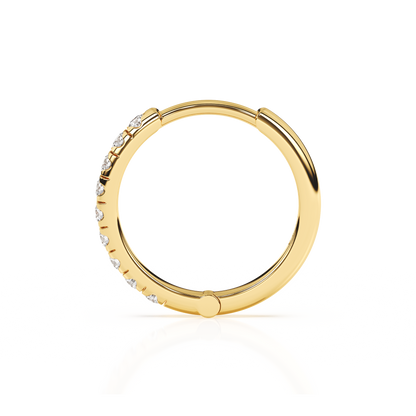 9mm Halo Pavé Clear CZ Huggie Hoop Earrings - Solid 14K Gold, Huggie Hoop, for Babies & Children