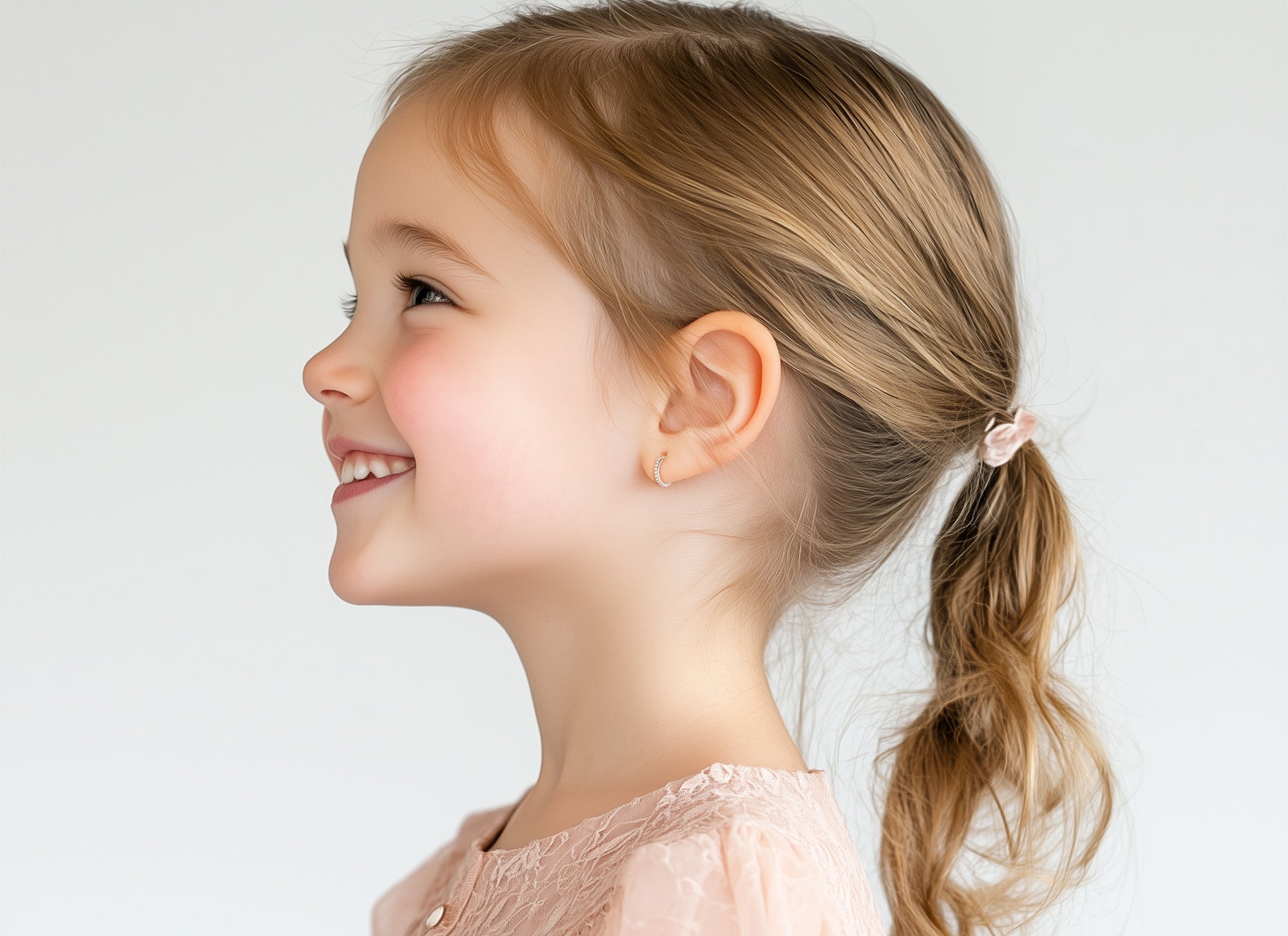 9mm Halo Pavé Clear CZ Huggie Hoop Earrings - Solid 14K White Gold, Huggie Hoop, for Babies & Children