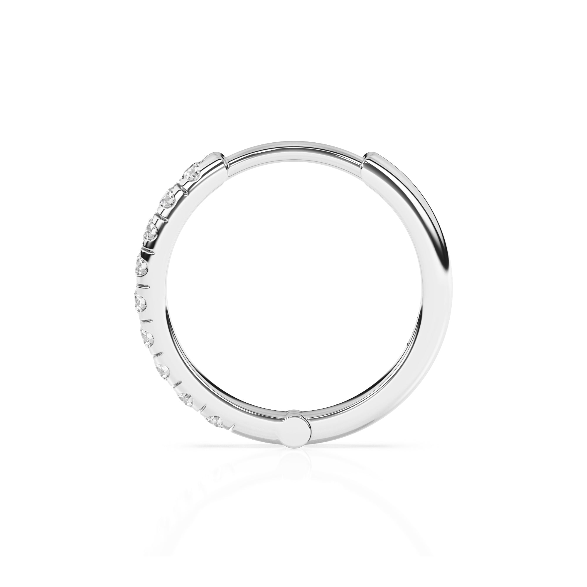 Aros de 9 mm con circonitas cúbicas transparentes y halo pavé - Oro blanco macizo de 14 quilates, para bebés y niños