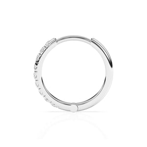 Aros de 9 mm con circonitas cúbicas transparentes y halo pavé - Oro blanco macizo de 14 quilates, para bebés y niños