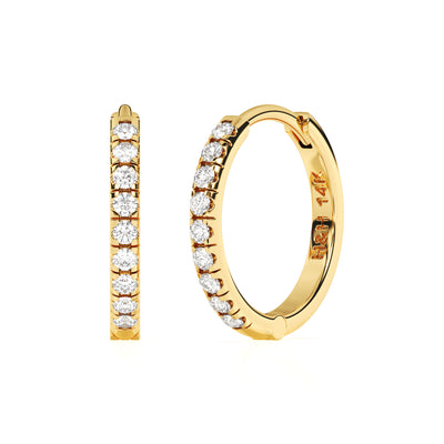 9mm Halo Pavé Clear CZ Huggie Hoop Earrings5