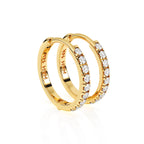 Aros de 9 mm con circonitas cúbicas transparentes y halo pavé - Oro macizo de 14 quilates, para bebés y niños