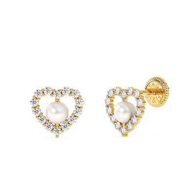 All My Love, Pearl and Clear Pavé CZ Stud Earrings4