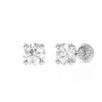 April Birthstone, 4mm Swarovski Crystal Stud Earrings - Solid 14K White Gold, Screw Back, for Babies & Children