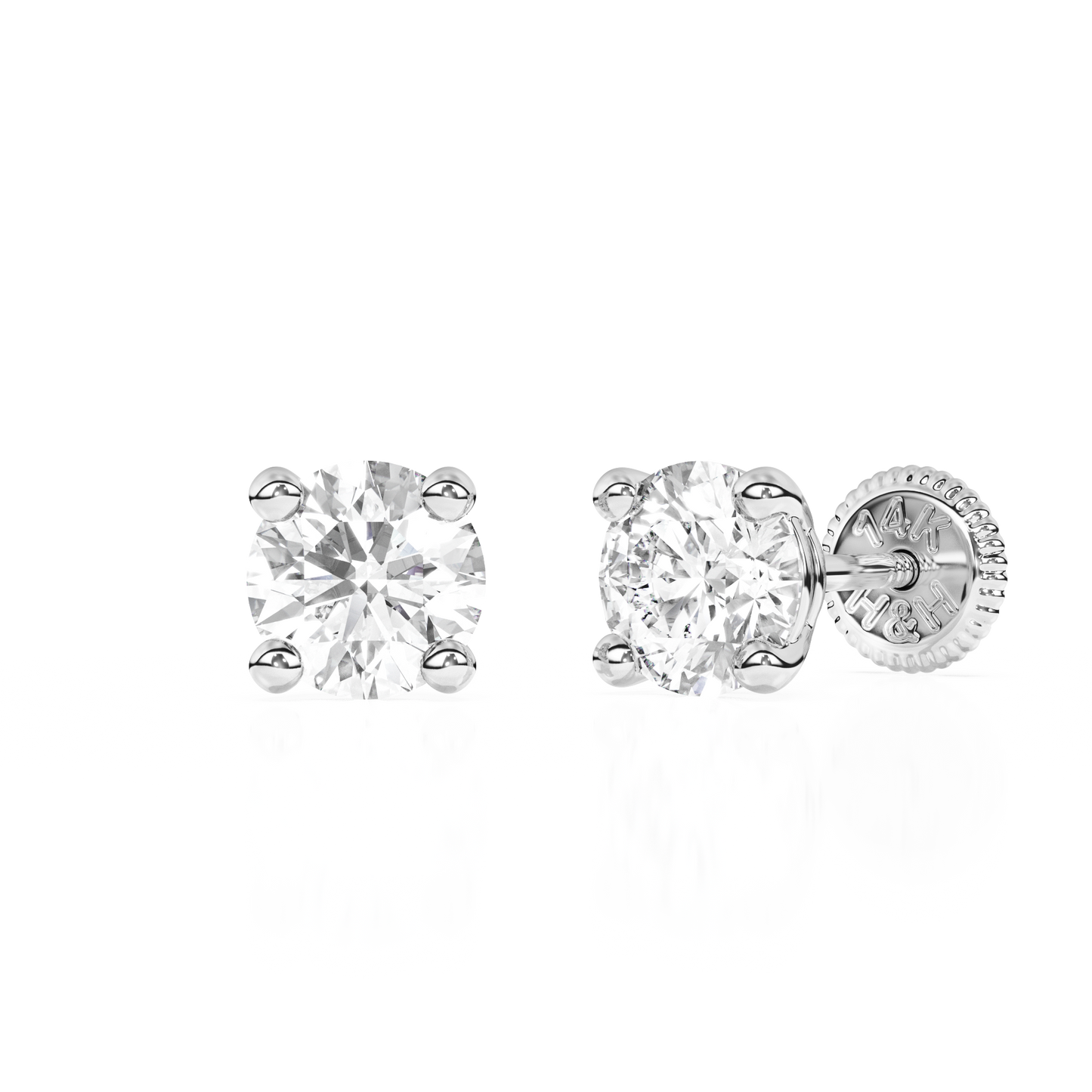 April Birthstone, 4mm Swarovski Crystal Stud Earrings - Solid 14K White Gold, Screw Back, for Babies & Children