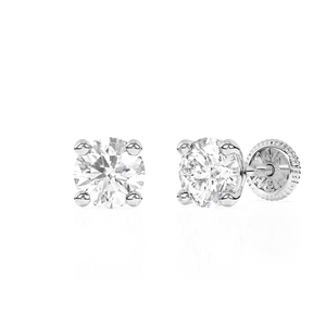 April Birthstone, 4mm Swarovski Crystal Stud Earrings - Solid 14K White Gold, Screw Back, for Babies & Children