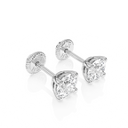 April Birthstone, 4mm Swarovski Crystal Stud Earrings - Solid 14K White Gold, Screw Back, for Babies & Children