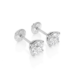 April Birthstone, 4mm Swarovski Crystal Stud Earrings - Solid 14K White Gold, Screw Back, for Babies & Children