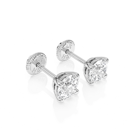 April Birthstone, 4mm Swarovski Crystal Stud Earrings - Solid 14K White Gold, Screw Back, for Babies & Children