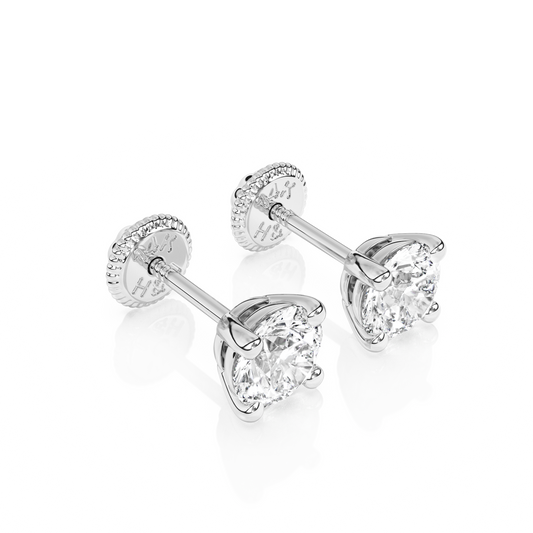 April Birthstone, 4mm Swarovski Crystal Stud Earrings - Solid 14K White Gold, Screw Back, for Babies & Children