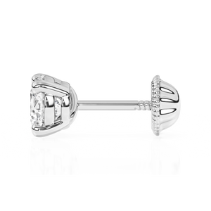 April Birthstone, 4mm Swarovski Crystal Stud Earrings - Solid 14K White Gold, Screw Back, for Babies & Children