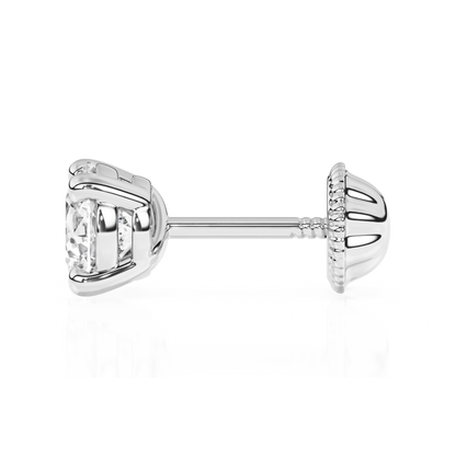 April Birthstone, 4mm Swarovski Crystal Stud Earrings - Solid 14K White Gold, Screw Back, for Babies & Children