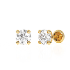 April Birthstone, 4mm Swarovski Crystal Stud Earrings - Solid 14K Gold, Screw Back, for Babies & Children