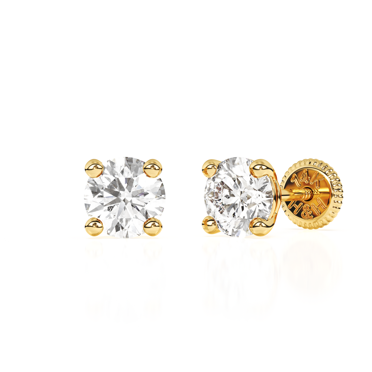 April Birthstone, 4mm Swarovski Crystal Stud Earrings - Solid 14K Gold, Screw Back, for Babies & Children
