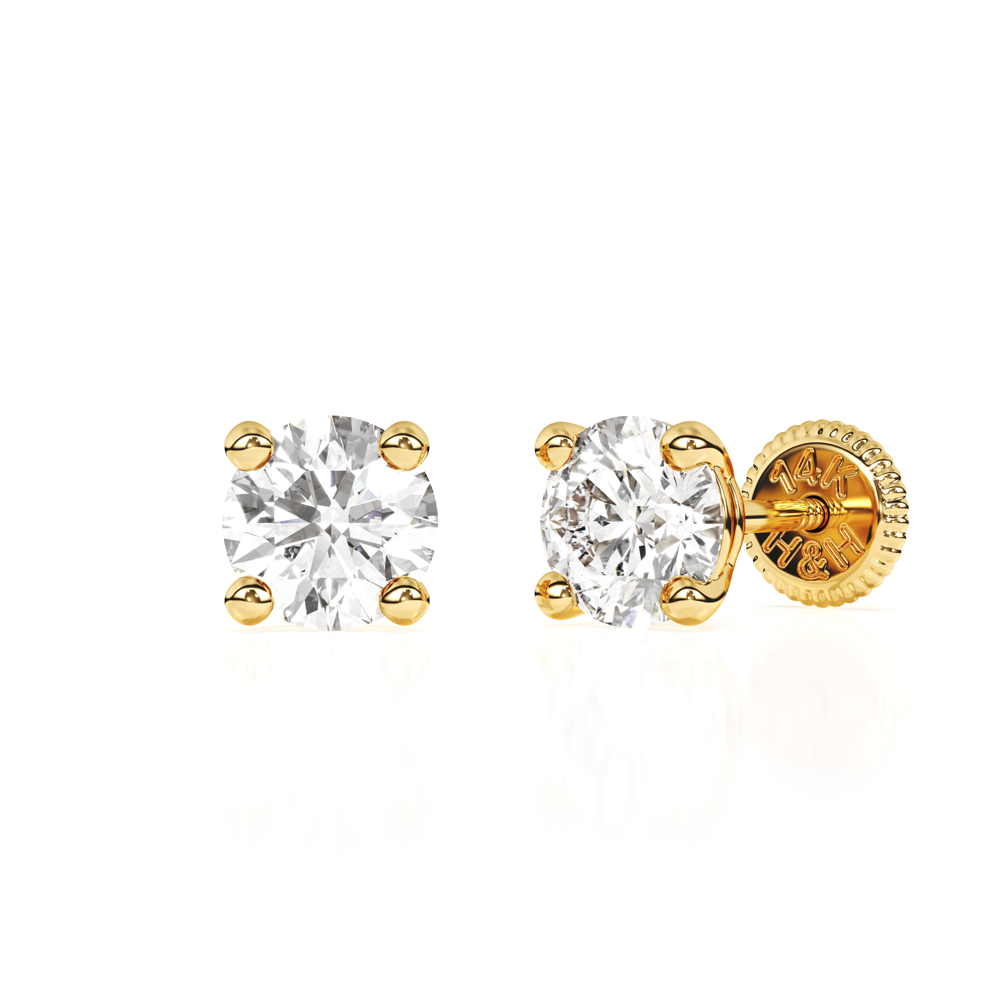 April Birthstone, 4mm Swarovski Crystal Stud Earrings - Solid 14K Gold, Screw Back, for Babies & Children