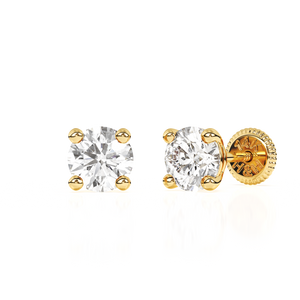 April Birthstone, 4mm Swarovski Crystal Stud Earrings - Solid 14K Gold, Screw Back, for Babies & Children