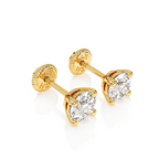 April Birthstone, 4mm Swarovski Crystal Stud Earrings - Solid 14K Gold, Screw Back, for Babies & Children