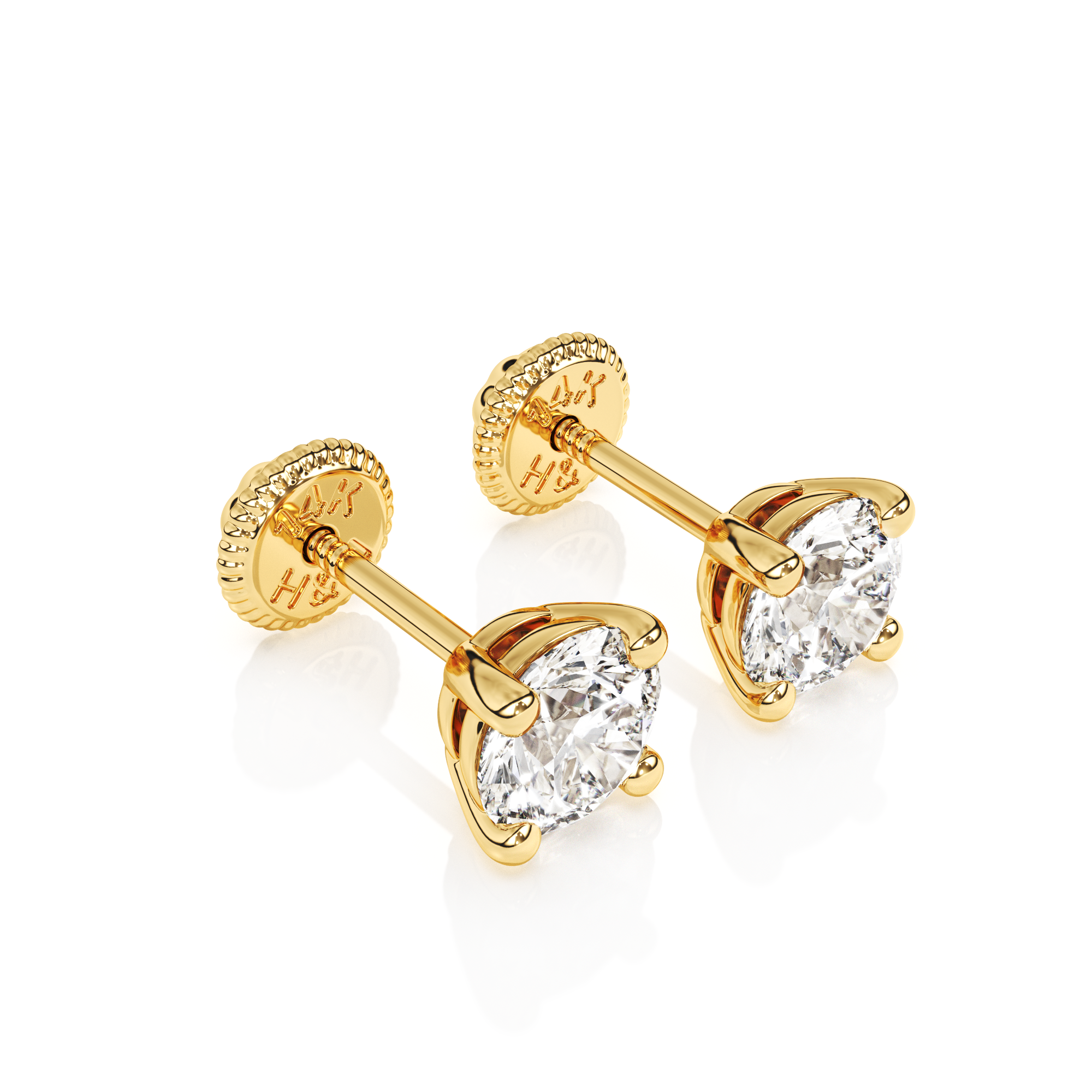 April Birthstone, 4mm Swarovski Crystal Stud Earrings - Solid 14K Gold, Screw Back, for Babies & Children