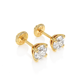 April Birthstone, 4mm Swarovski Crystal Stud Earrings - Solid 14K Gold, Screw Back, for Babies & Children
