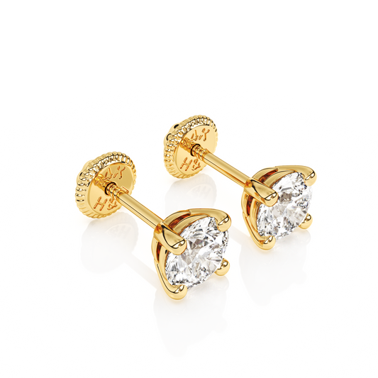 April Birthstone, 4mm Swarovski Crystal Stud Earrings - Solid 14K Gold, Screw Back, for Babies & Children