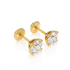 April Birthstone, 4mm Swarovski Crystal Stud Earrings - Solid 14K Gold, Screw Back, for Babies & Children