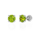 August Birthstone, 4mm Swarovski Crystal Stud Earrings - Solid 14K White Gold, Screw Back, for Babies & Children