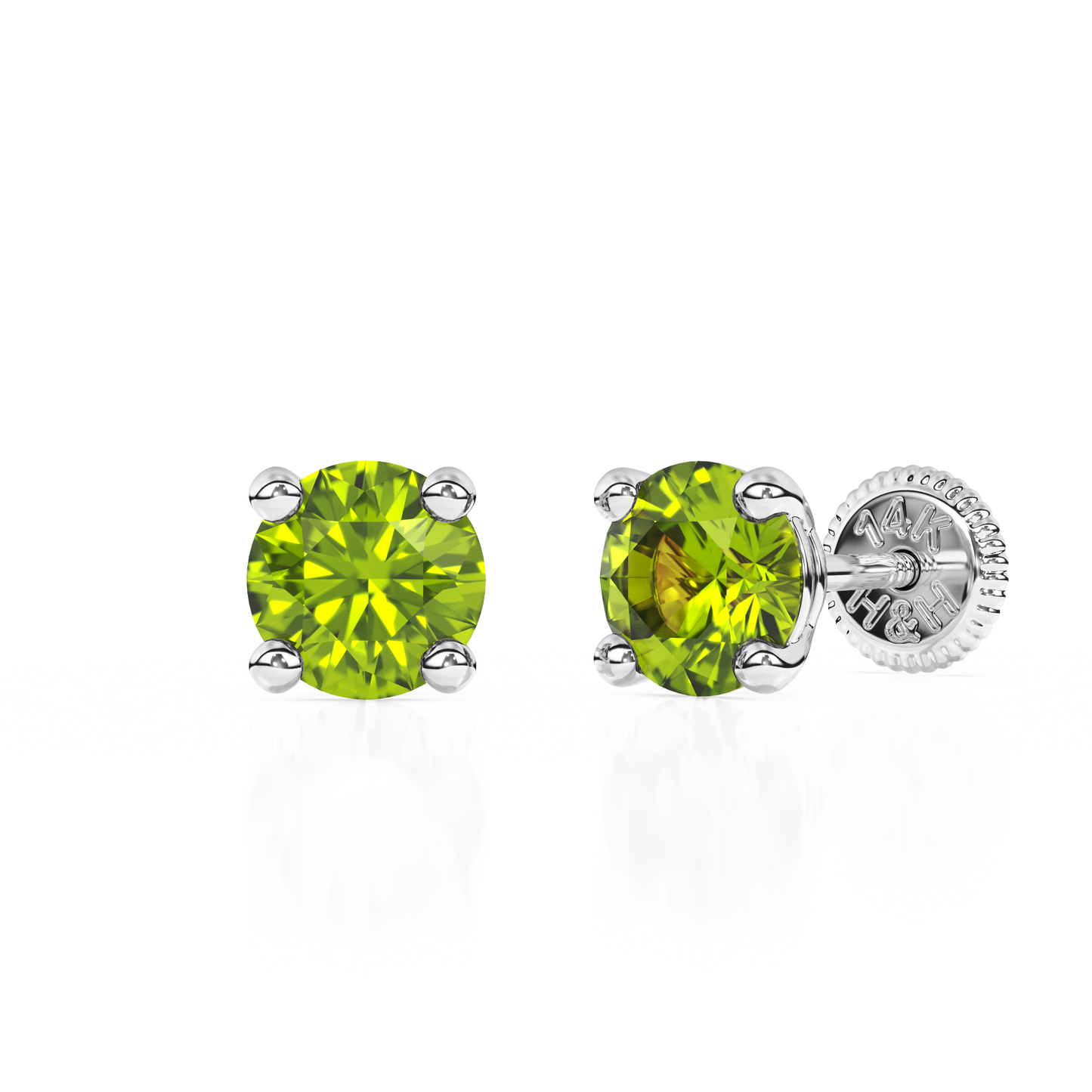 August Birthstone, 4mm Swarovski Crystal Stud Earrings - Solid 14K White Gold, Screw Back, for Babies & Children