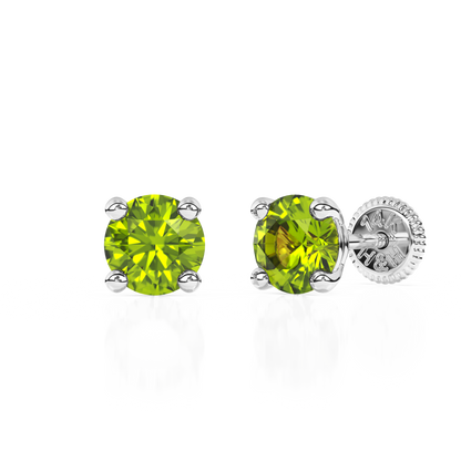 August Birthstone, 4mm Swarovski Crystal Stud Earrings - Solid 14K White Gold, Screw Back, for Babies & Children
