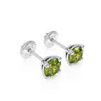 August Birthstone, 4mm Swarovski Crystal Stud Earrings - Solid 14K White Gold, Screw Back, for Babies & Children