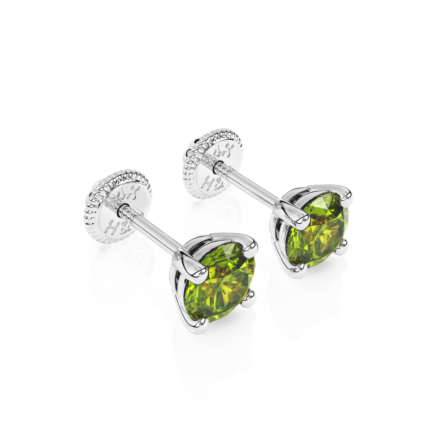 August Birthstone, 4mm Swarovski Crystal Stud Earrings - Solid 14K White Gold, Screw Back, for Babies & Children