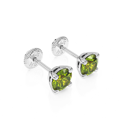 August Birthstone, 4mm Swarovski Crystal Stud Earrings - Solid 14K White Gold, Screw Back, for Babies & Children