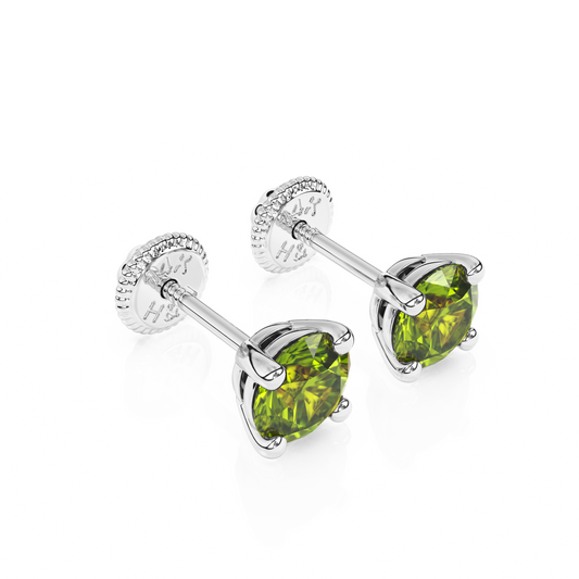 August Birthstone, 4mm Swarovski Crystal Stud Earrings - Solid 14K White Gold, Screw Back, for Babies & Children
