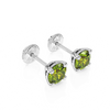 August Birthstone, 4mm Swarovski Crystal Stud Earrings - Solid 14K White Gold, Screw Back, for Babies & Children