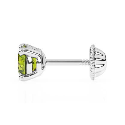 August Birthstone, 4mm Swarovski Crystal Stud Earrings - Solid 14K White Gold, Screw Back, for Babies & Children