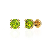 August Birthstone, 4mm Swarovski Crystal Stud Earrings - Solid 14K Gold, Screw Back, for Babies & Children