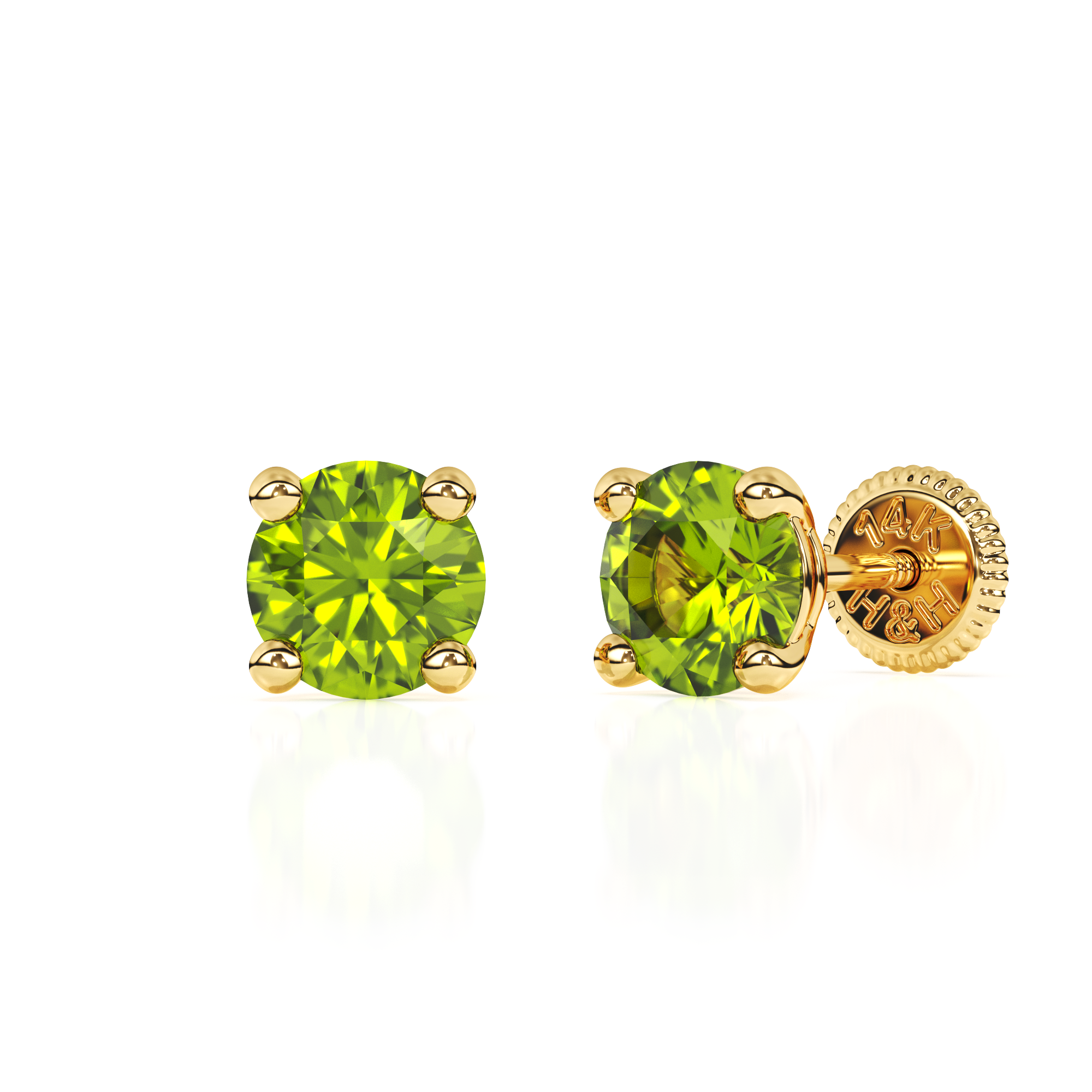 August Birthstone, 4mm Swarovski Crystal Stud Earrings - Solid 14K Gold, Screw Back, for Babies & Children