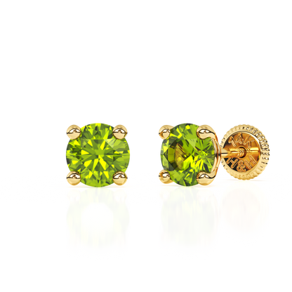 August Birthstone, 4mm Swarovski Crystal Stud Earrings - Solid 14K Gold, Screw Back, for Babies & Children