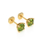 August Birthstone, 4mm Swarovski Crystal Stud Earrings - Solid 14K Gold, Screw Back, for Babies & Children