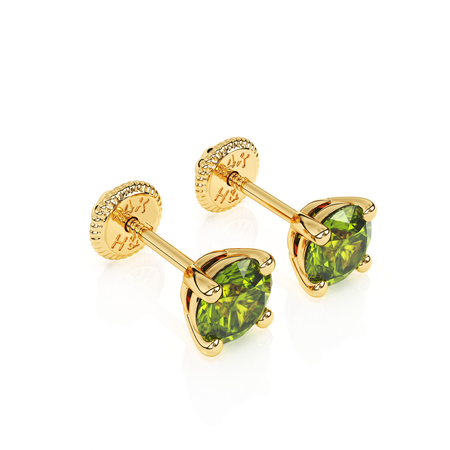 August Birthstone, 4mm Swarovski Crystal Stud Earrings - Solid 14K Gold, Screw Back, for Babies & Children