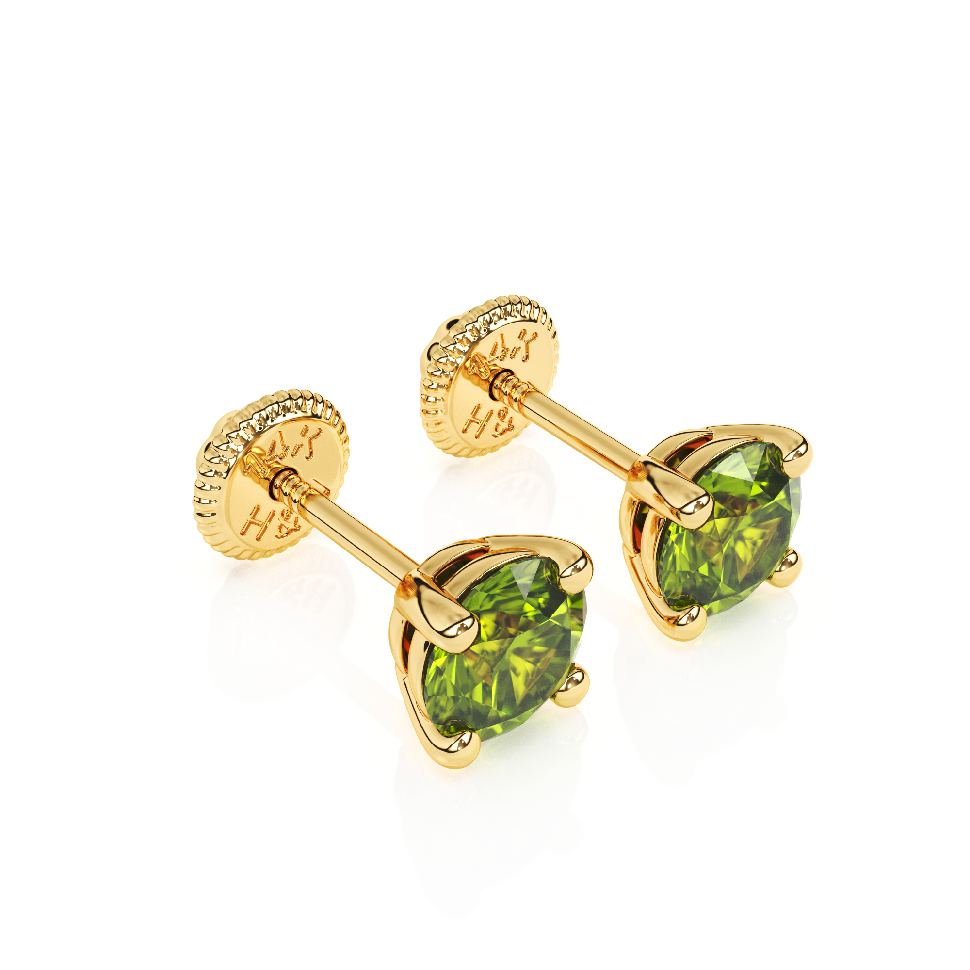 August Birthstone, 4mm Swarovski Crystal Stud Earrings - Solid 14K Gold, Screw Back, for Babies & Children