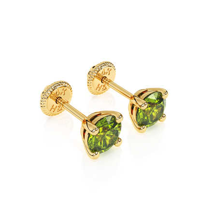 August Birthstone, 4mm Swarovski Crystal Stud Earrings - Solid 14K Gold, Screw Back, for Babies & Children